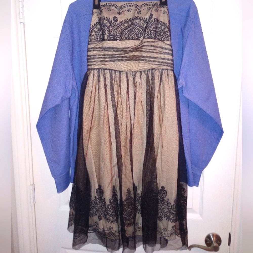 DB Studio size 6 formal dress black sheer over nude